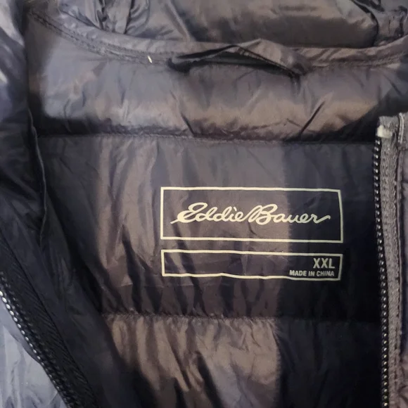 Eddie Bauer Navy and Gray Packable Down Puffer Jacket - Picture 5 of 5